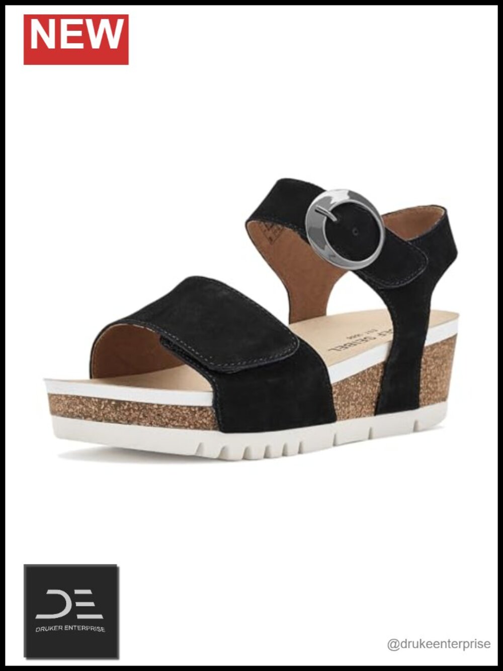 Women's Leather Wedge Sandals Adjustable Hook & Loop Open Toe
